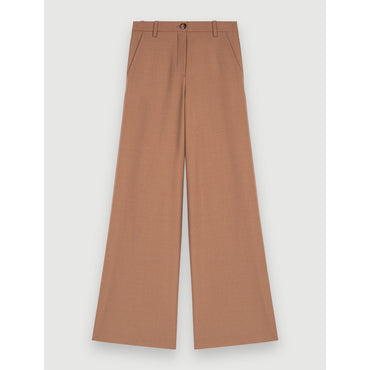 Women Wide-Leg Suit Trousers - Brown