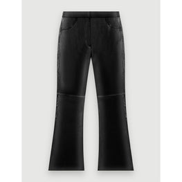 Women Black Leather Pants - Black