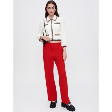 Women Red Wide-Leg Tailored Trousers - Red