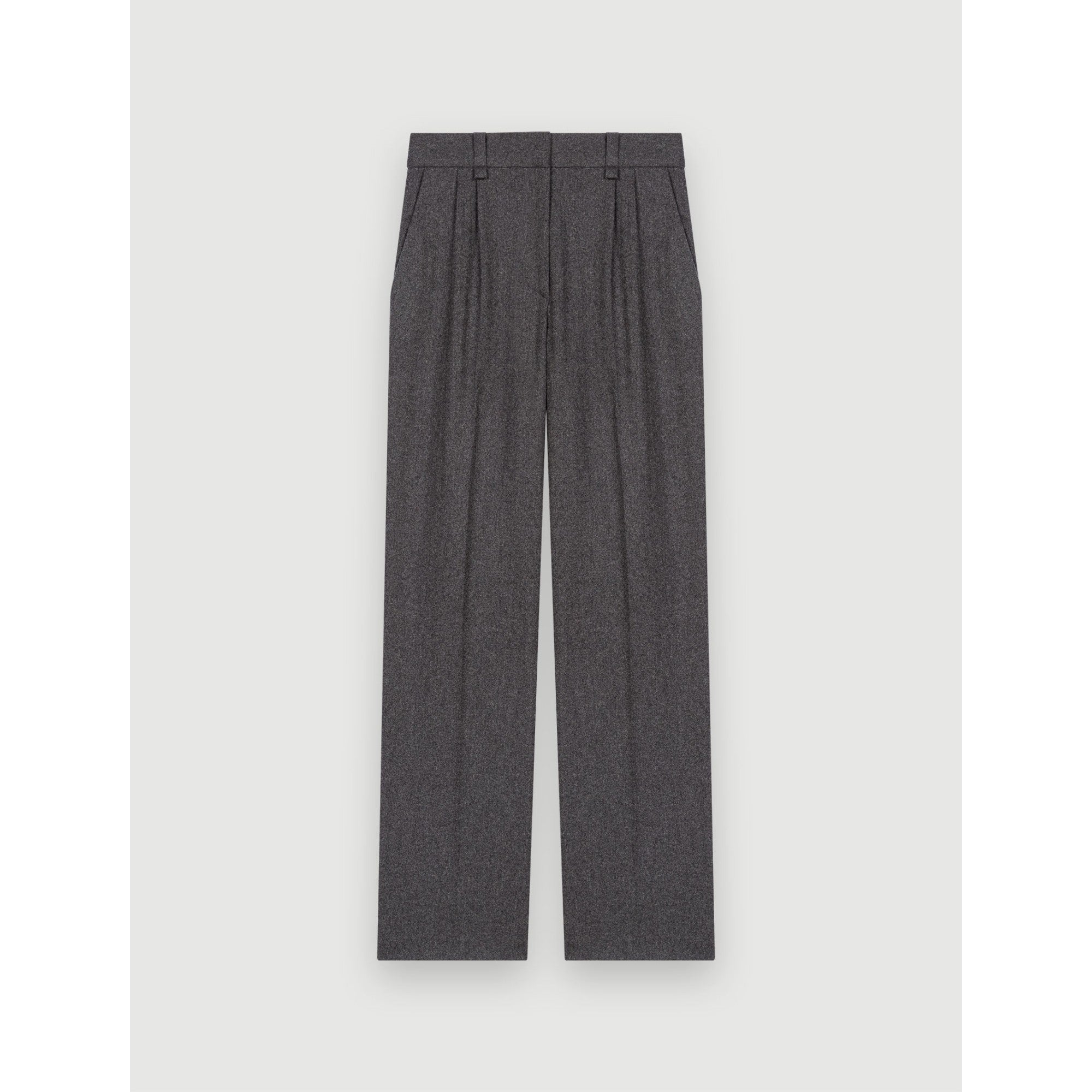 Women Grey Flannel Wide-Leg Pants - Grey