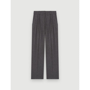 Women Grey Flannel Wide-Leg Pants - Grey