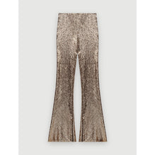 Women Sequin Stretch And Flare Pants - Gold