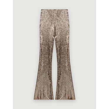 Women Sequin Stretch And Flare Pants - Gold