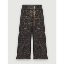 Women Black Tweed Trousers With Sequins - Black