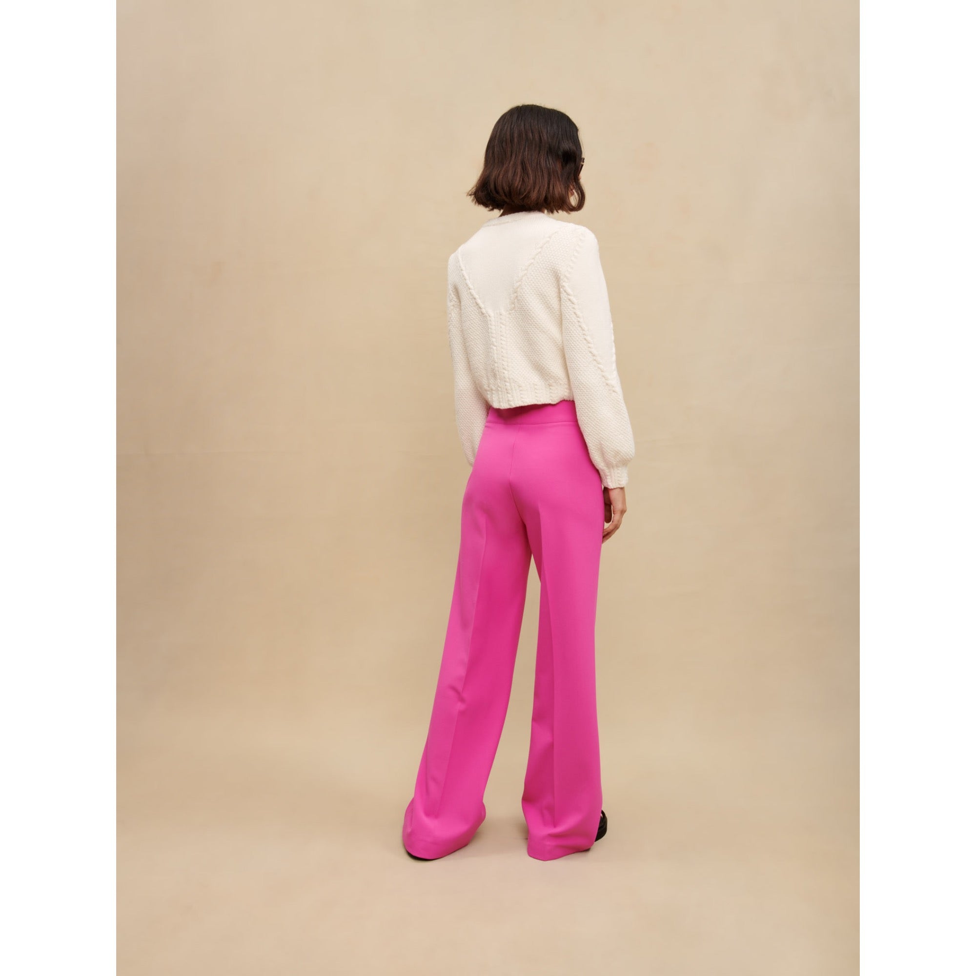 Women Wide-Leg Suit Pants - Fuchsia