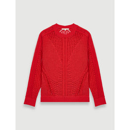 Women Crochet-Style Jumper - Red