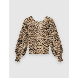 Women Mohair Animal Print Sweater - Natural Leopard