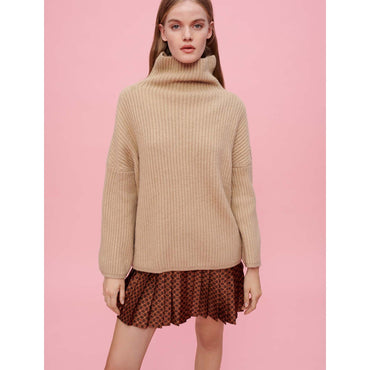 Women Turtleneck Pullover - Camel