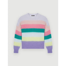 Women Brushed Mohair Striped Pullover - Multi-Coloured