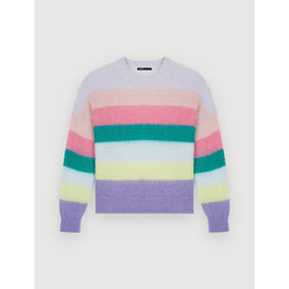 Women Brushed Mohair Striped Pullover - Multi-Coloured