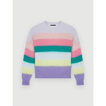 Women Brushed Mohair Striped Pullover - Multi-Coloured