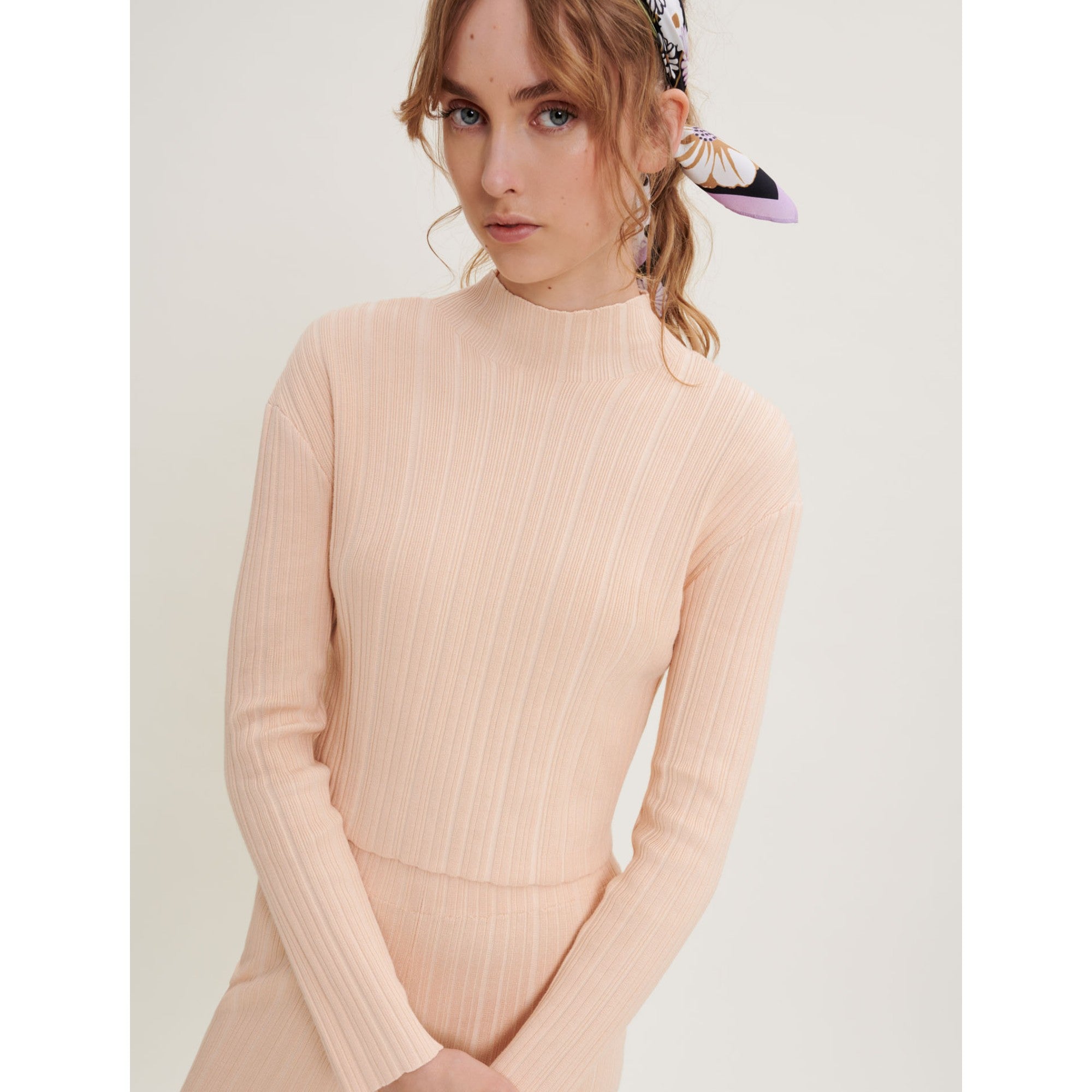 Women Ribbed Sweater - Pale Pink