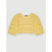 Women Crochet Knit Top With Fringing - Yellow