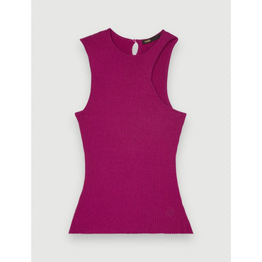 Women Asymmetrical Knitted Tank Top - Fuchsia