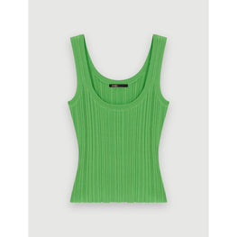 Women Rib Knit Tank Top - Green