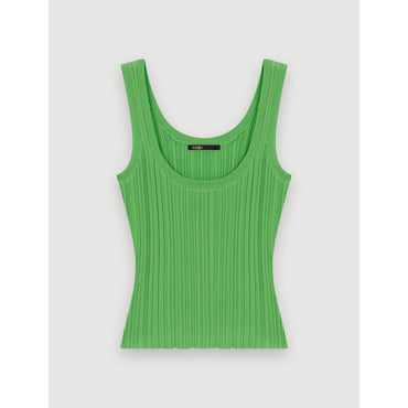 Women Rib Knit Tank Top - Green