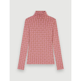 Women Fitted Sweater In Clover Maje Jacquard - Pink