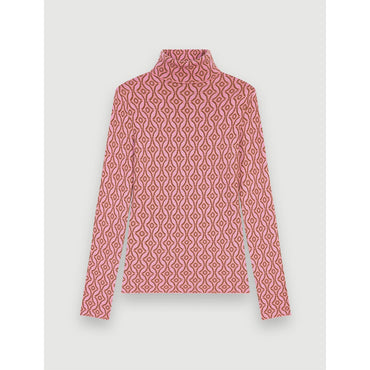 Women Fitted Sweater In Clover Maje Jacquard - Pink