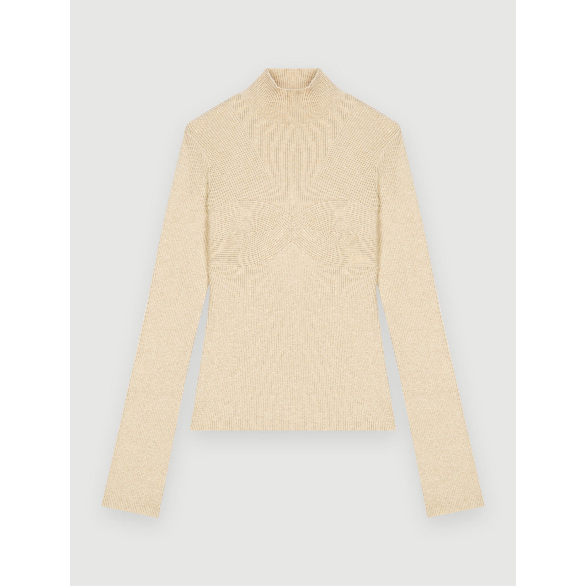 Women Fitted Sweater With Cut-Outs - Beige