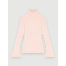 Women High-Necked Stretch Knit Pullover - Pale Pink