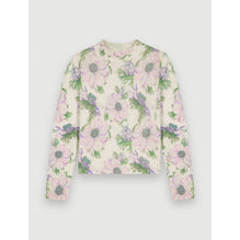 Women Flower Fluffy Jacquard Sweater - Purple