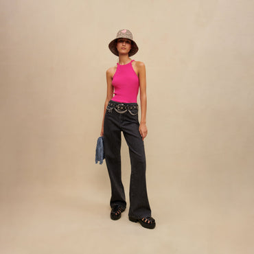 Women Link Strap Top - Fuchsia