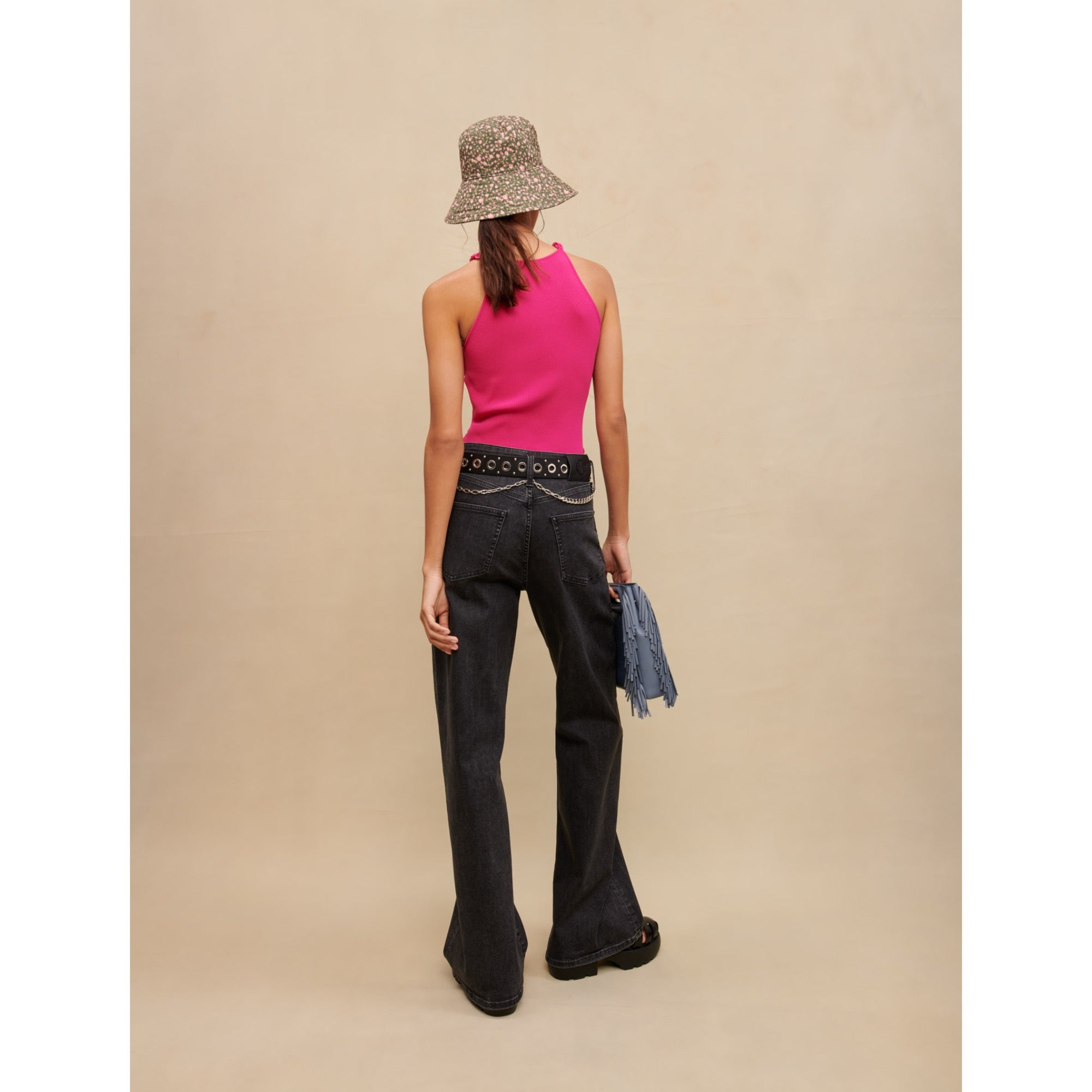 Women Link Strap Top - Fuchsia