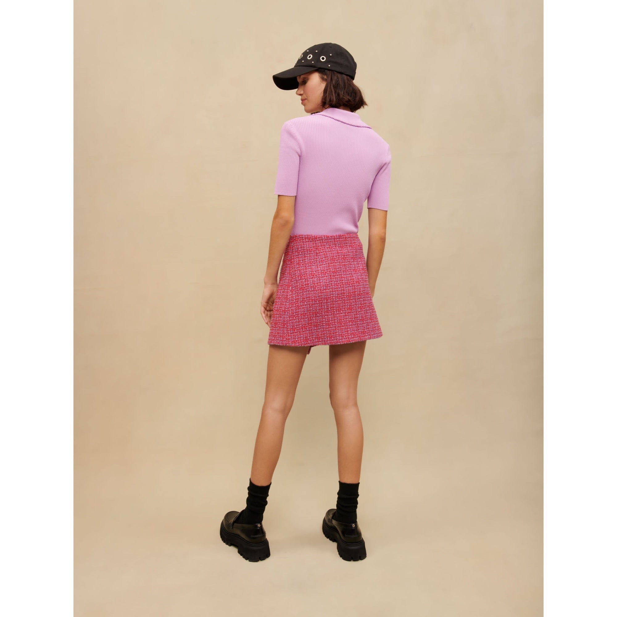Women Buttoned Knit Top - Parma Violet
