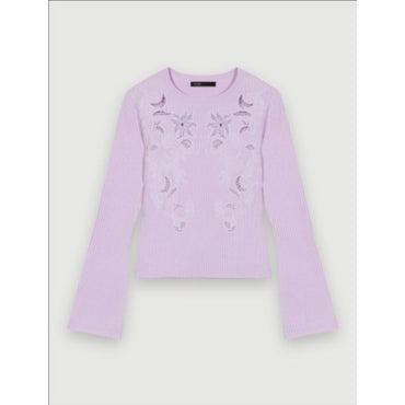 Women Jumper With Openwork Motifs - Parma Violet