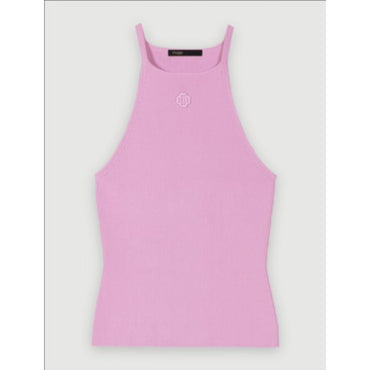 Women Tank Top With Embroidered Logo - Parma Violet