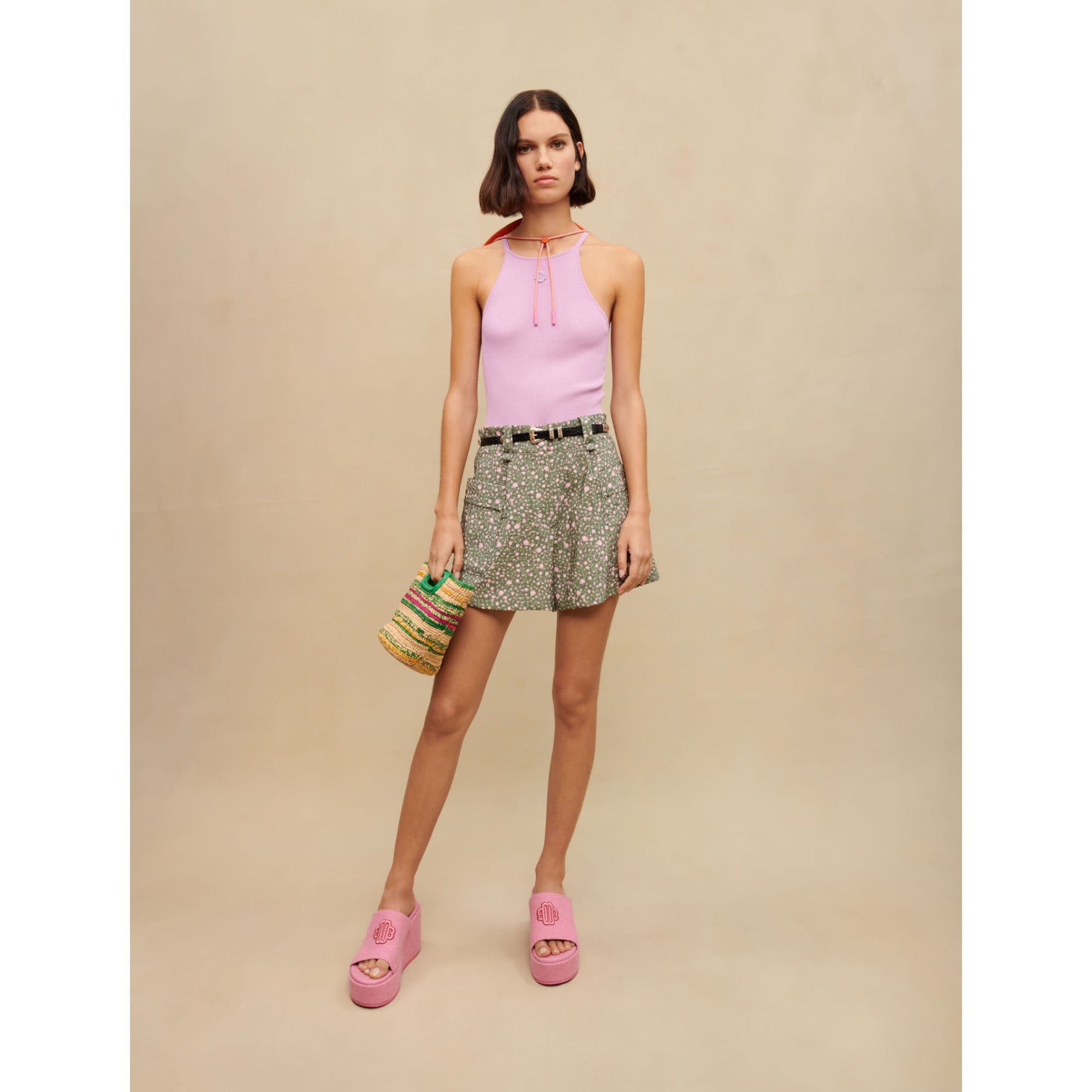 Women Tank Top With Embroidered Logo - Parma Violet