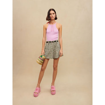Women Tank Top With Embroidered Logo - Parma Violet
