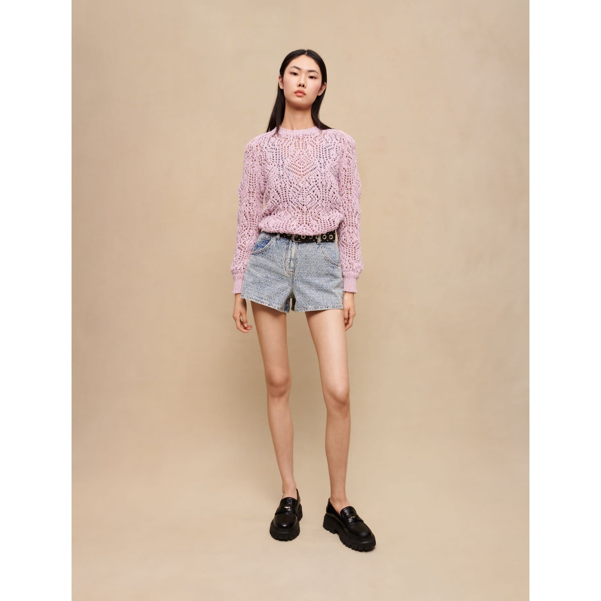 Women Crochet Jumper - Parma Violet