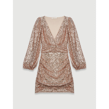 Women Sparkly Mini Dress - Metal Pink