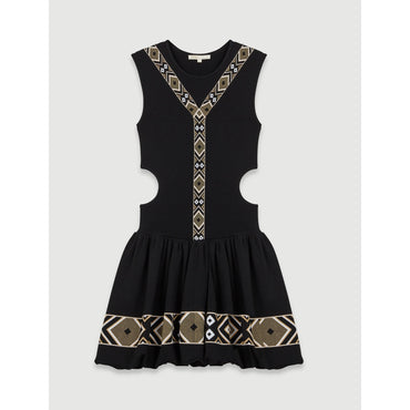 Women Black Knit Skater Dress - Black