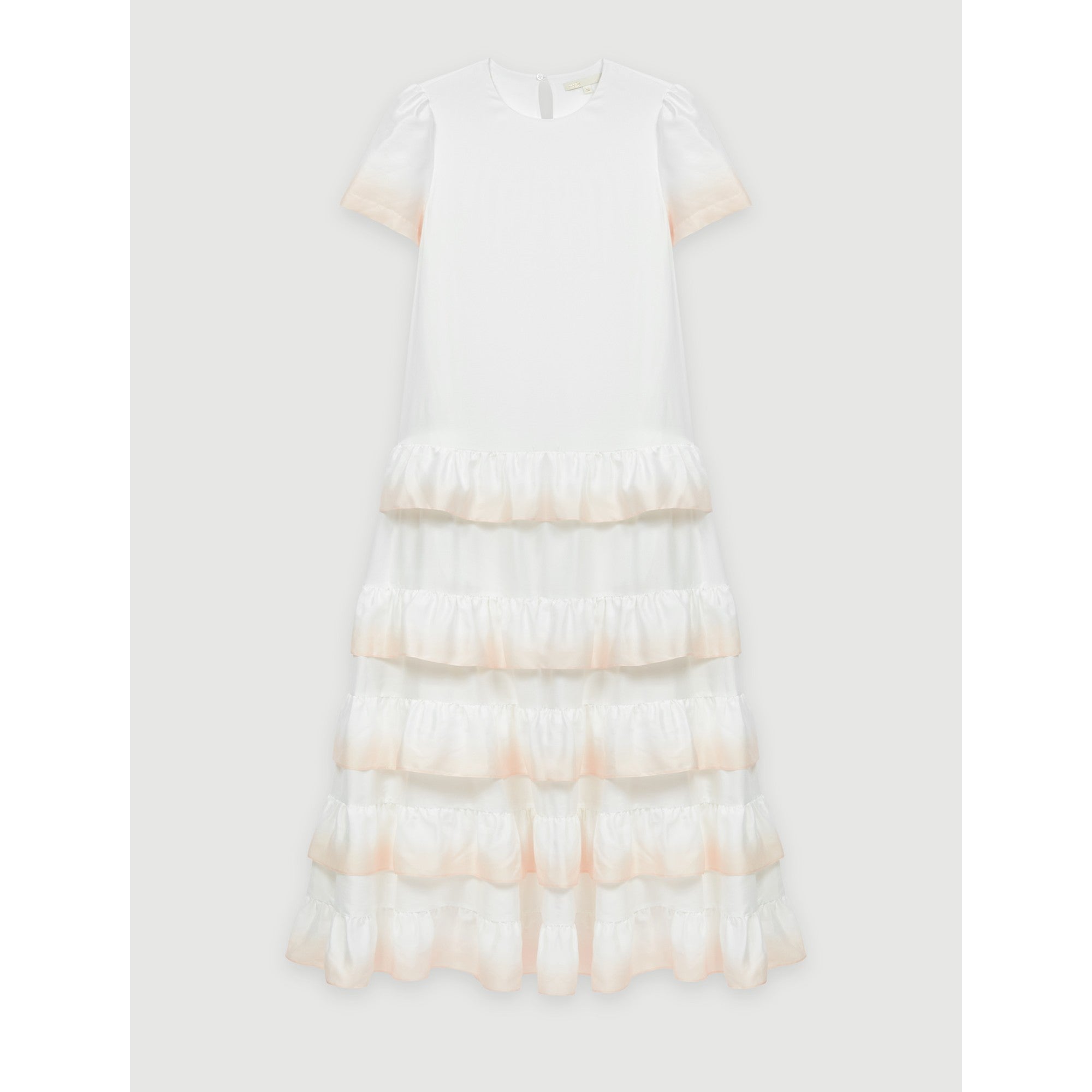 Women Gradated Tie-Dye Style Ruffled Dress - White