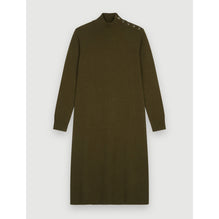 Women Cashmere Sweater Dress With Collar  - Khaki