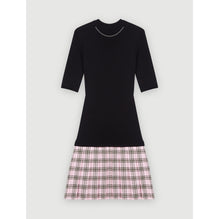 Women Checked Wool And Knit Dress - Black