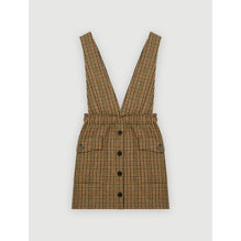 Women Checked Dress With Straps - Camel