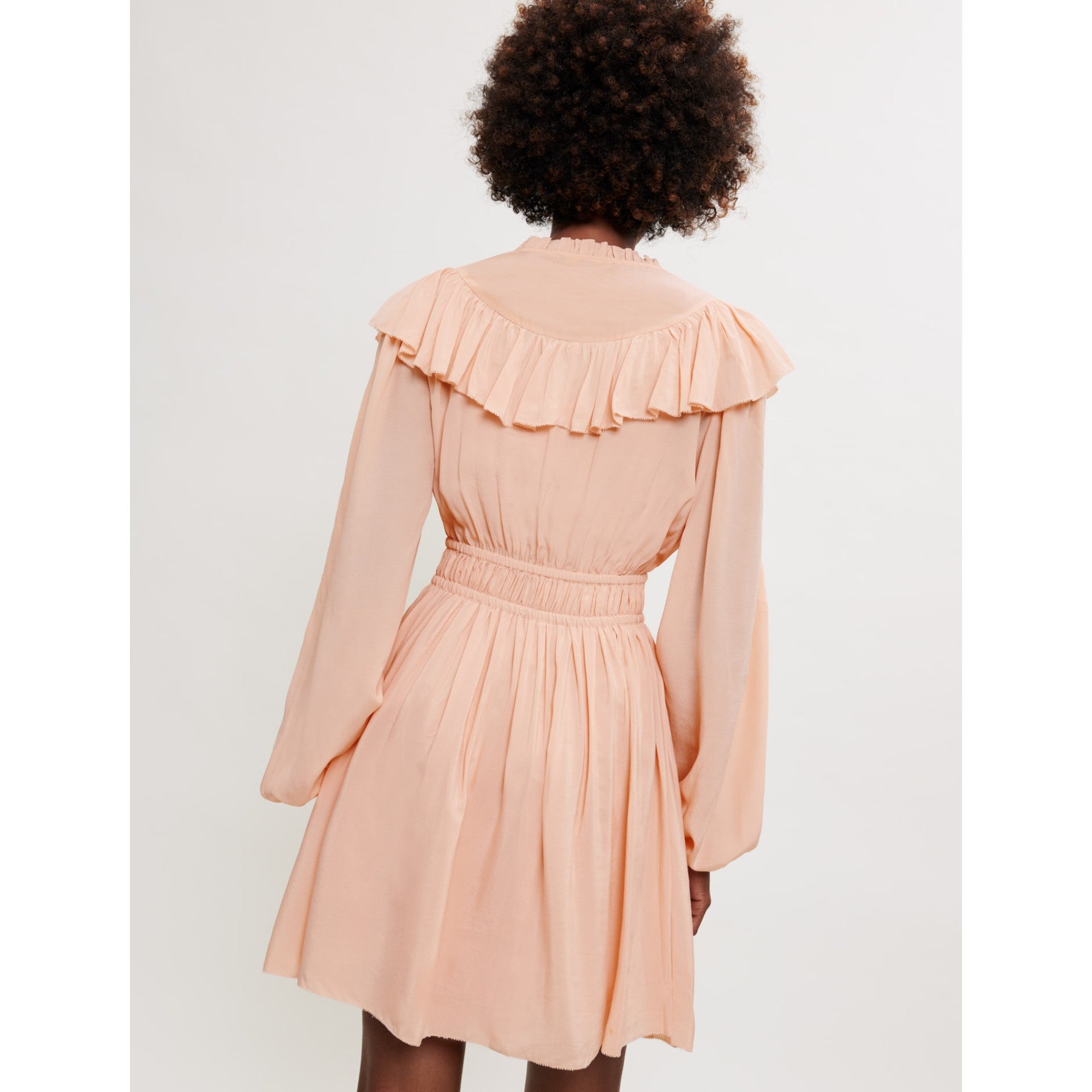 Women Ruffled Short Dress - Pale Pink