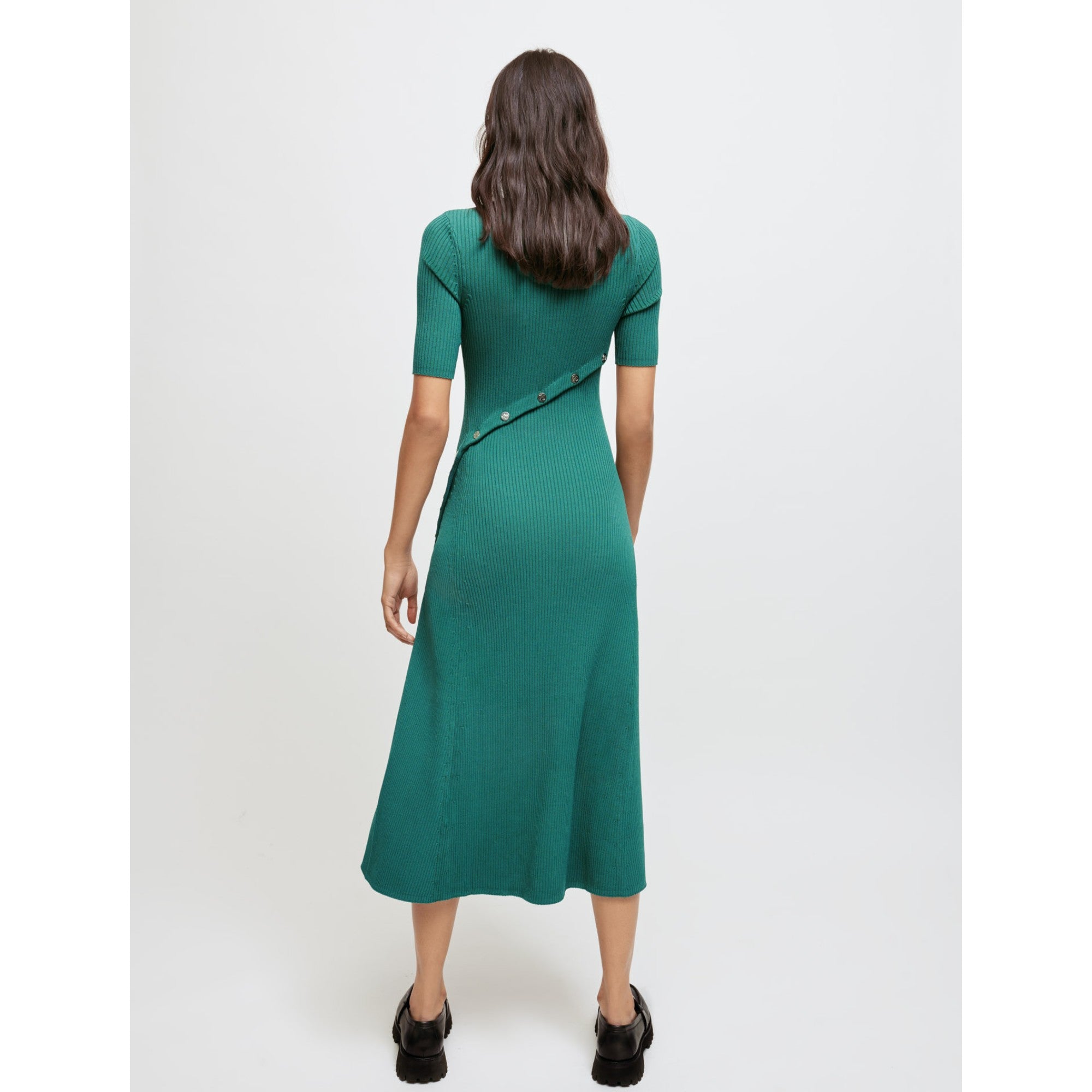 Women Ribbed Knit Dress - Celadon