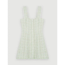 Women Shiny Tweed Dress - Light Green