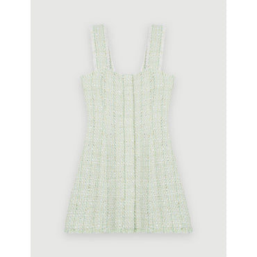 Women Shiny Tweed Dress - Light Green