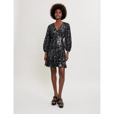 Women Lamé Jacquard Dress - Black