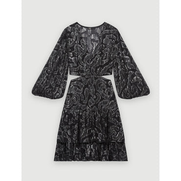 Women Lamé Jacquard Dress - Black