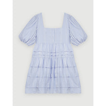 Women Cotton Dress With Small Contrasting Trim - Blue Sky