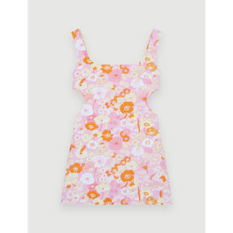 Women Flower Power Printed Hanging Dress - Pink