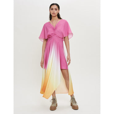 Women Tie And Dye Scarf Dress - Candy Pink