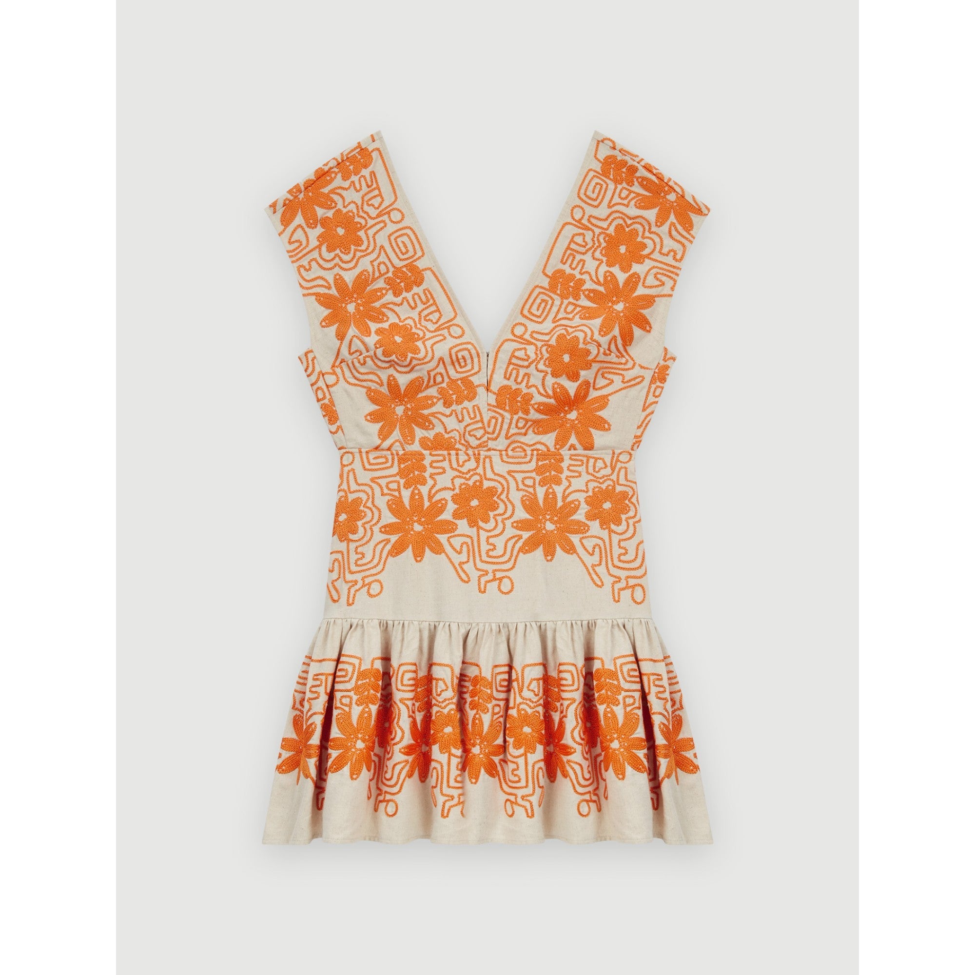 Women Fully Embroidered Dress - Orange