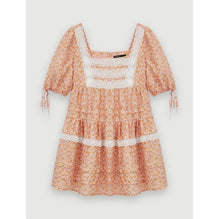 Women Printed Lace Braid Dress - Pink Daisy